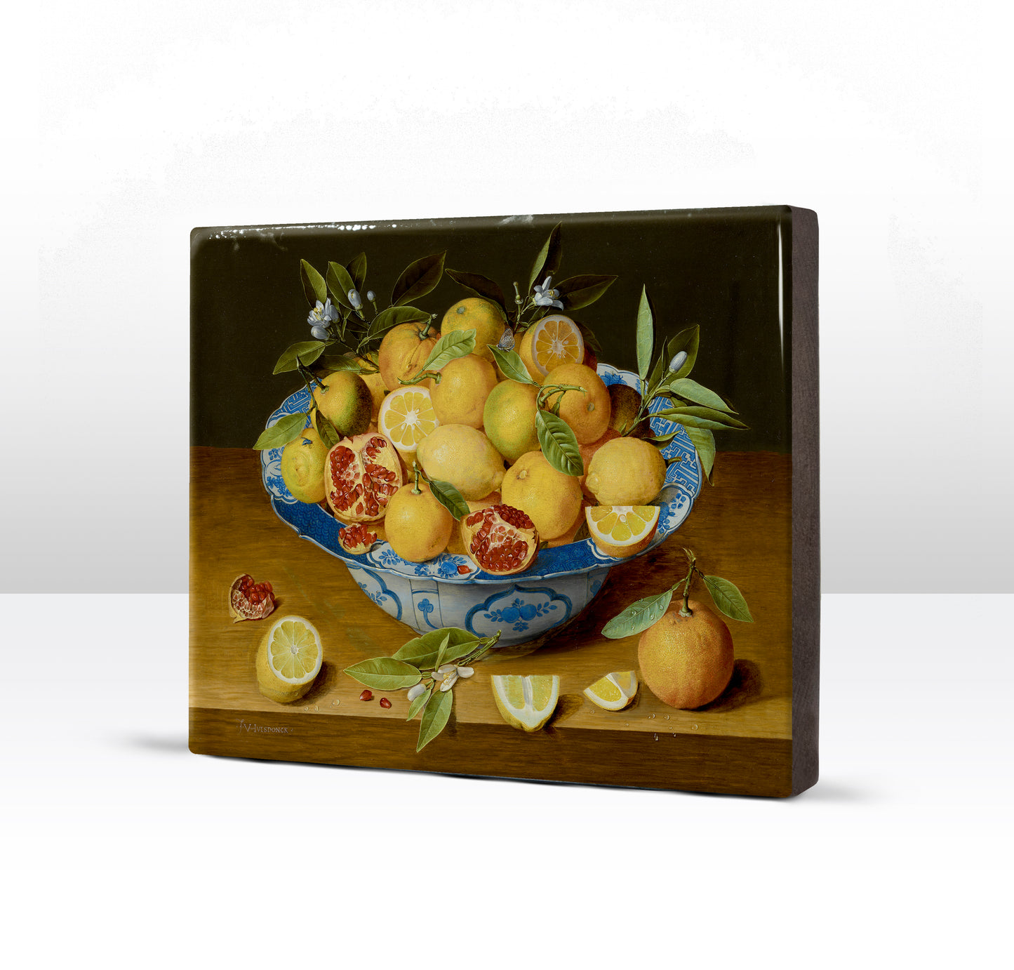Laque print - Still life with lemons, oranges and a pomegranate - Jacob van Hulsdonck - 24 x 19.5 cm - LP283