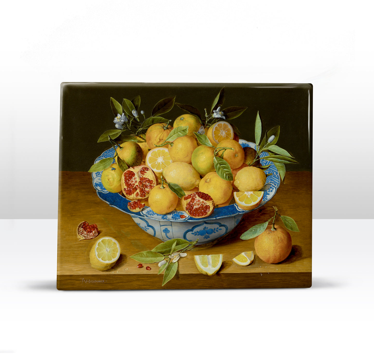 Laque print - Still life with lemons, oranges and a pomegranate - Jacob van Hulsdonck - 24 x 19.5 cm - LP283