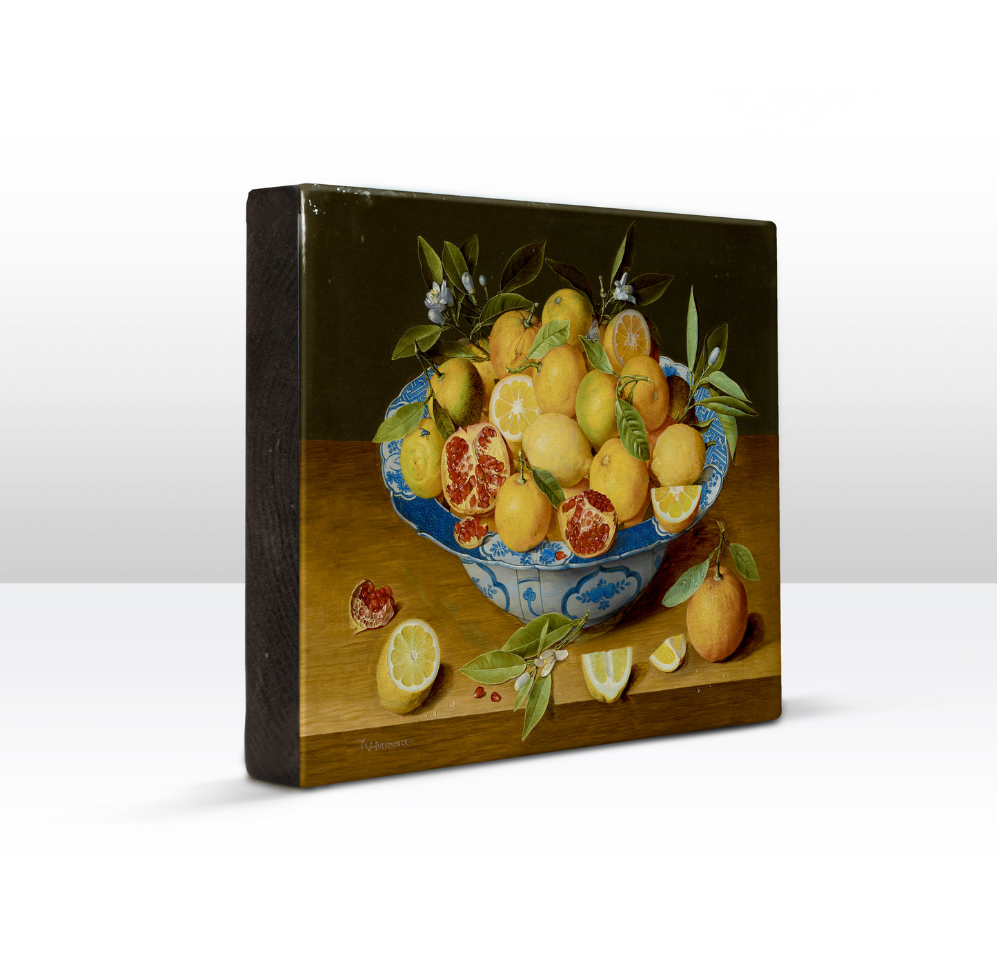 Laque print - Still life with lemons, oranges and a pomegranate - Jacob van Hulsdonck - 24 x 19.5 cm - LP283