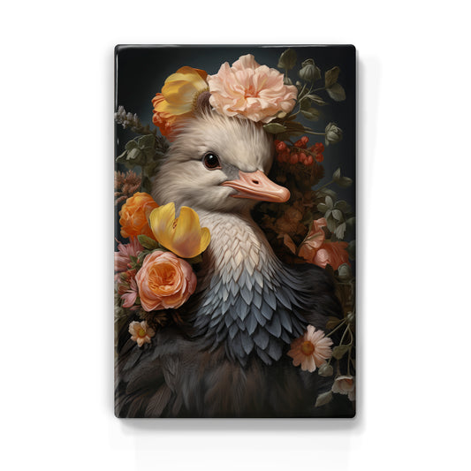 Bird with colorful flowers - Laque print - 19.5 x 30 cm - LP309