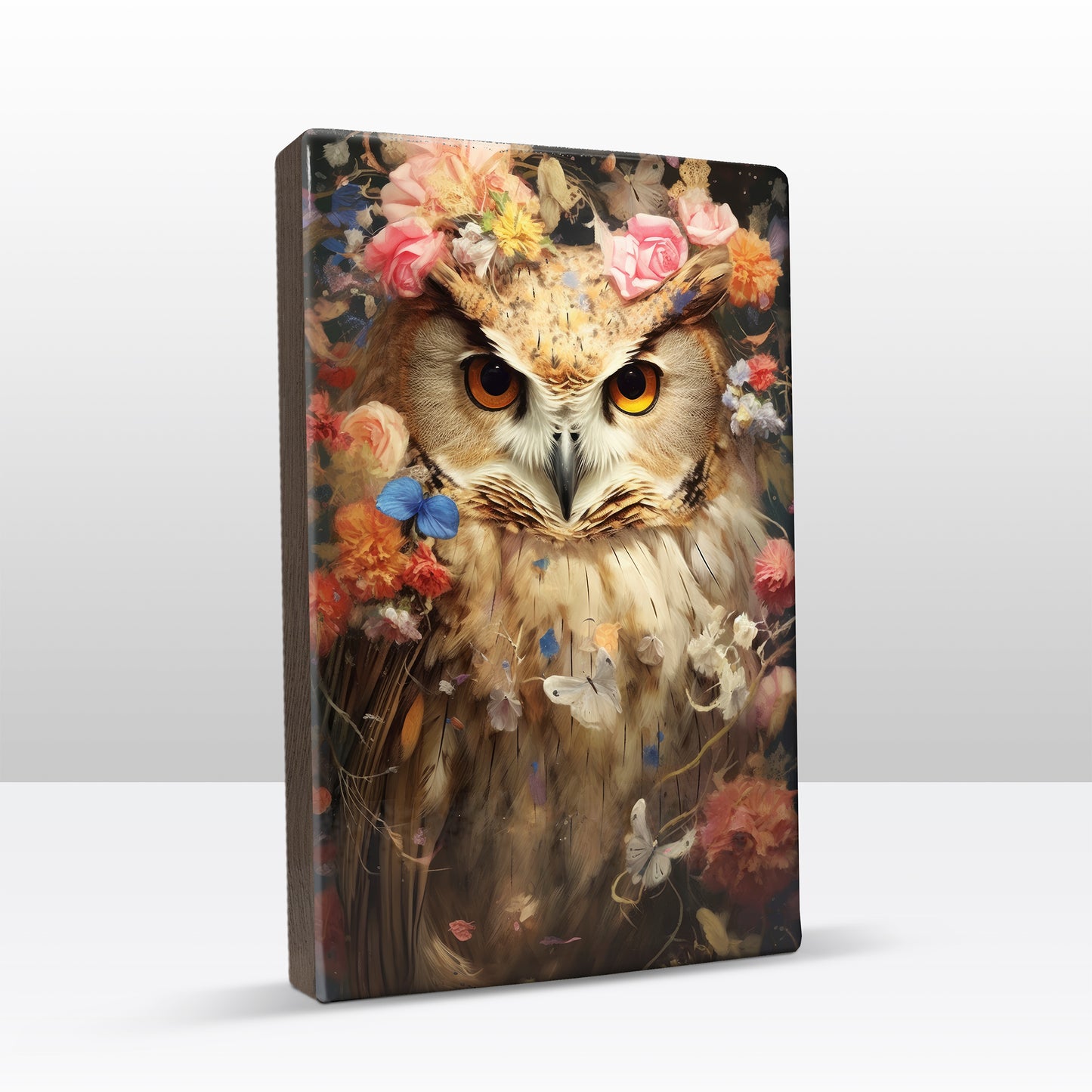 Decorated owl - Laque print - 19.5 x 30 cm - LP325