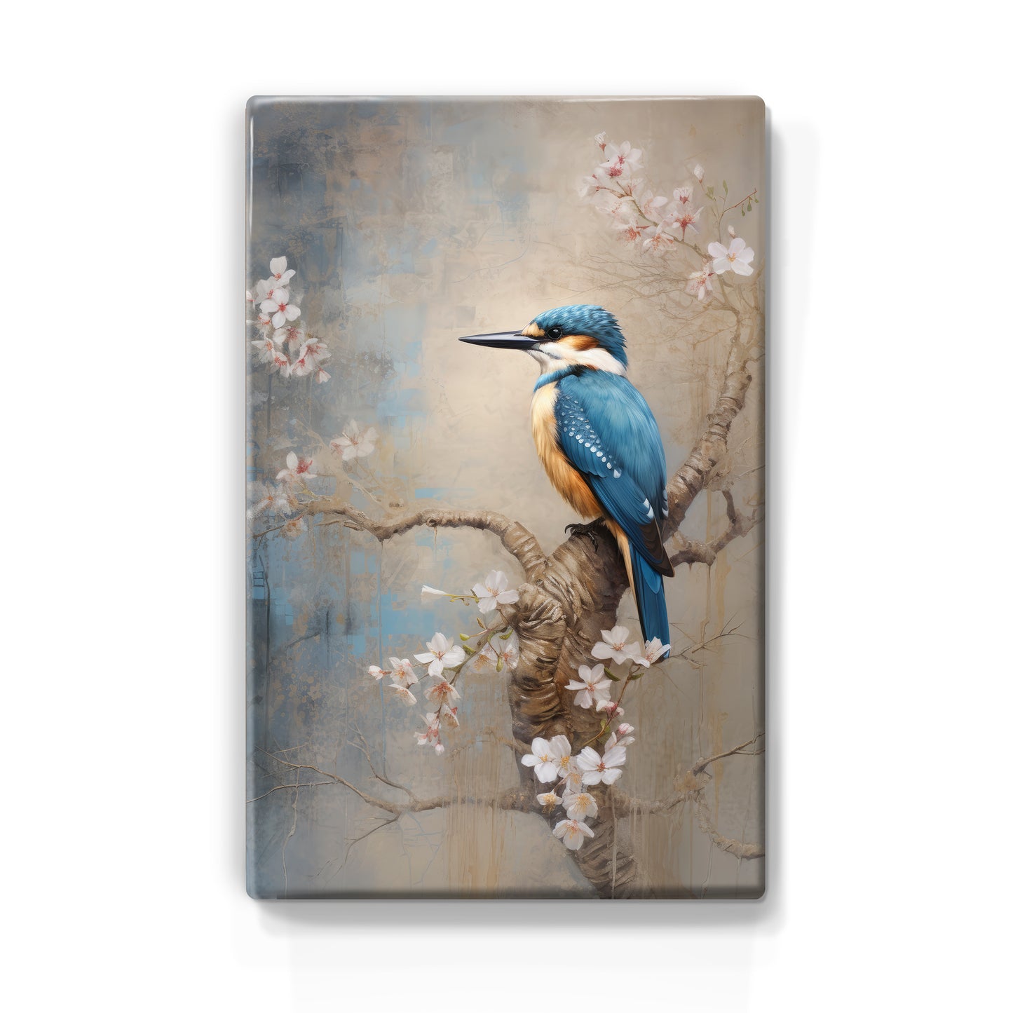 Kingfisher on Blossom Branch - Laque print - 19.5 x 30 cm - LP328