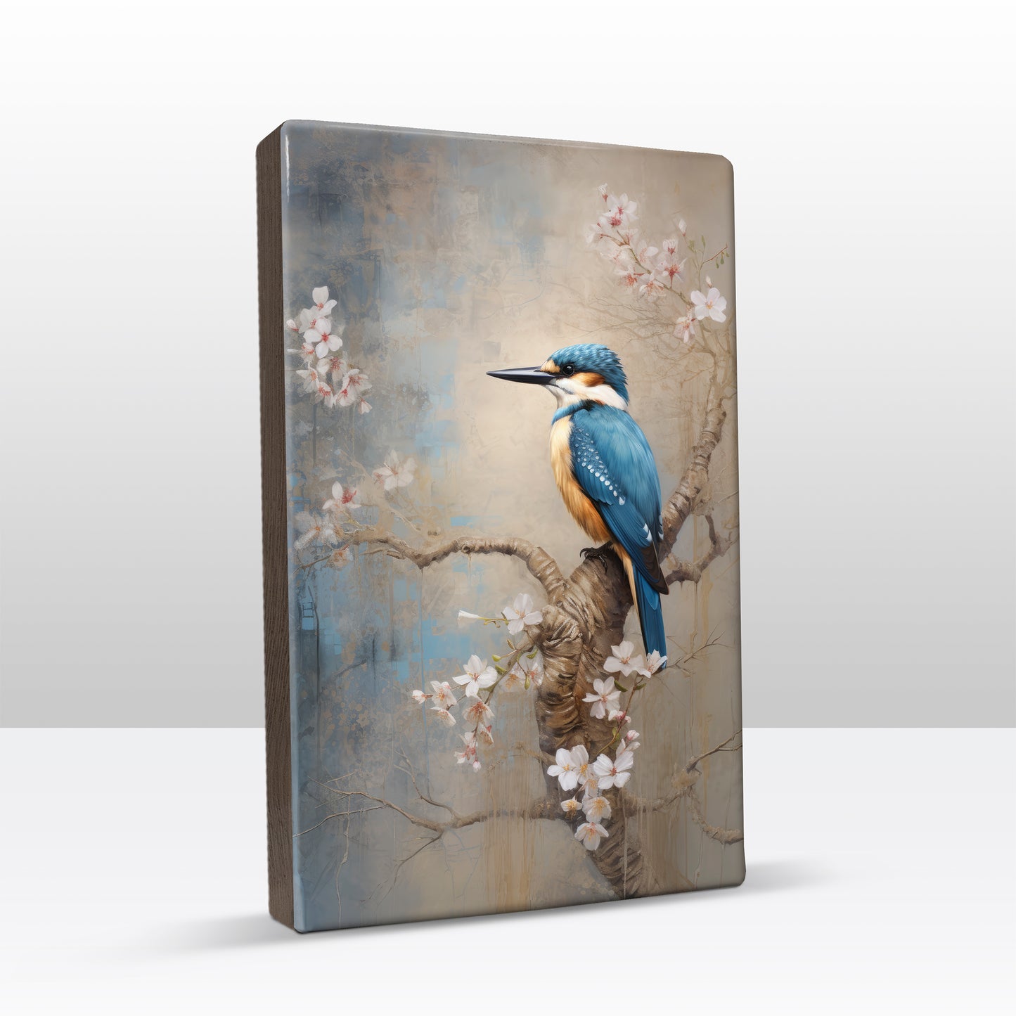 Kingfisher on Blossom Branch - Laque print - 19.5 x 30 cm - LP328