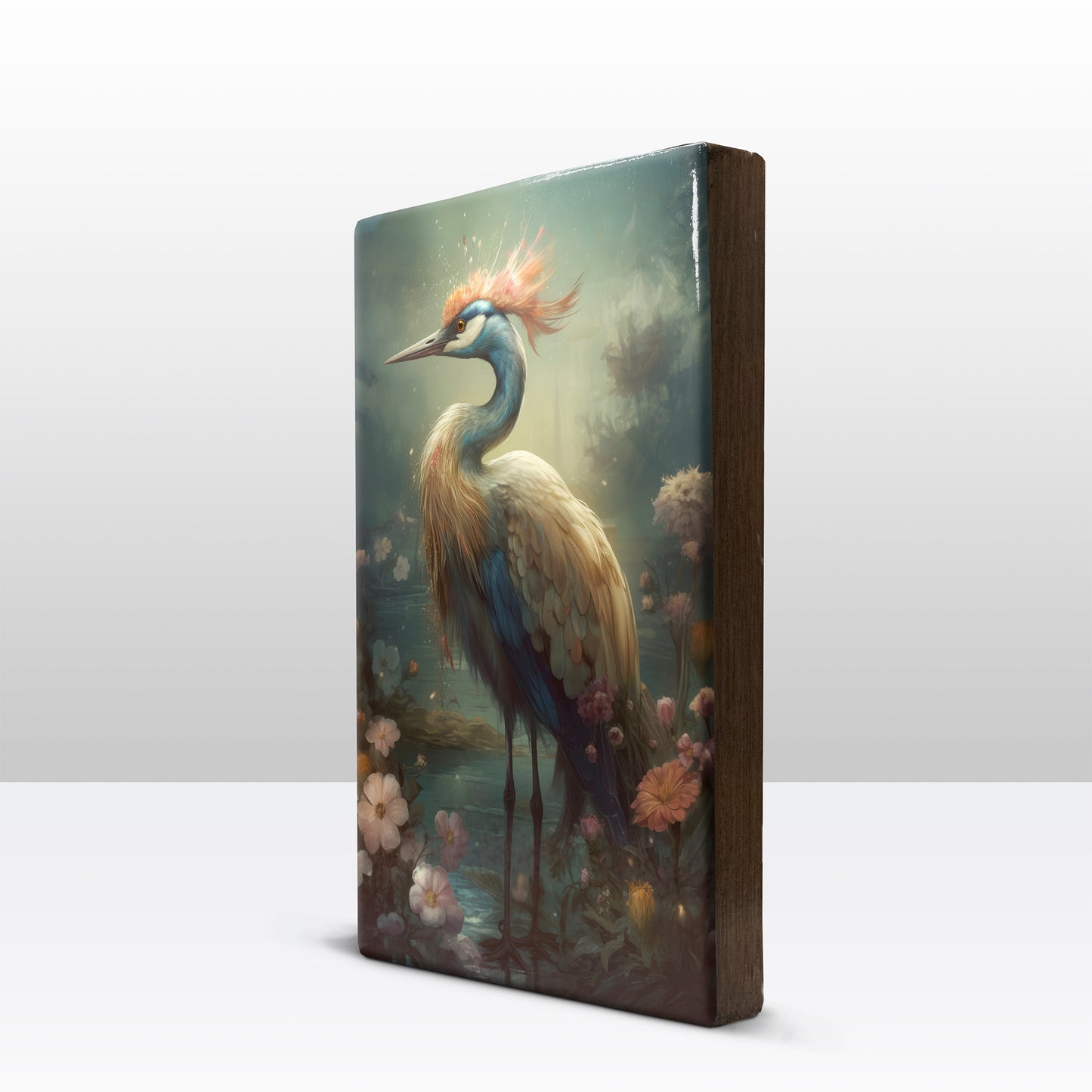 Blauwe kraanvogel - Laqueprint - 19,5 x 30 cm - LP329