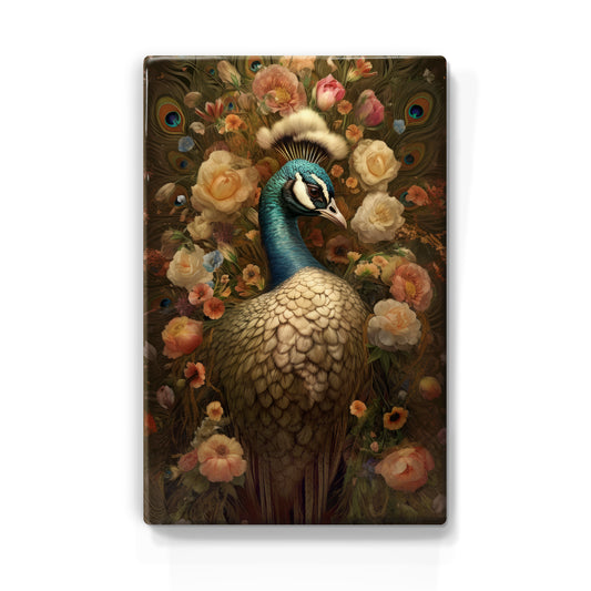 Peacock with flowers 2 - Laque print - 19.5 x 30 cm - LP339