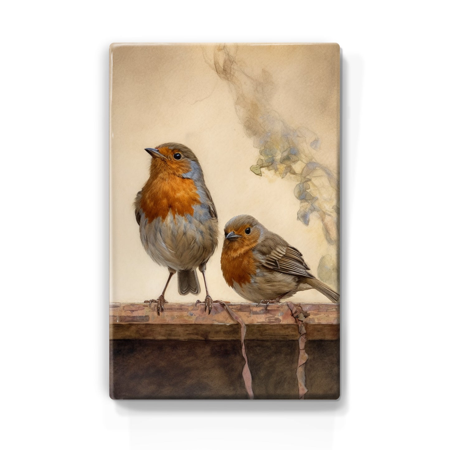 Laqueprint - Twee roodborstjes - Handgelakt - 19,5 x 30 cm - LP366