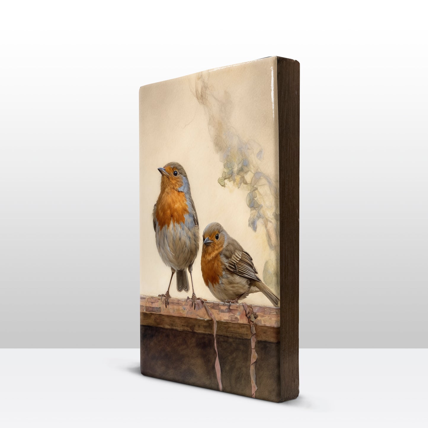 Laqueprint - Twee roodborstjes - Handgelakt - 19,5 x 30 cm - LP366