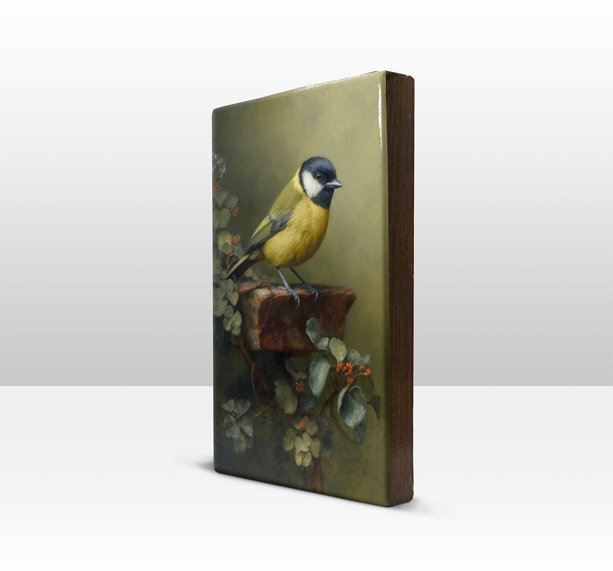 Laque print - Great tit in green - Hand lacquered - 19.5 x 30 cm - LP367