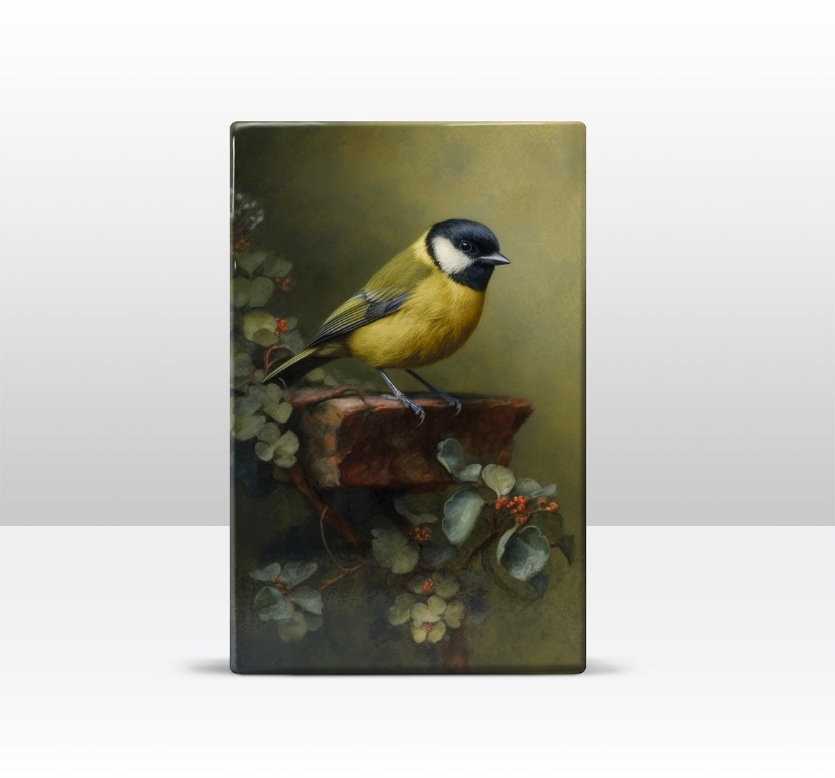 Laque print - Great tit in green - Hand lacquered - 19.5 x 30 cm - LP367