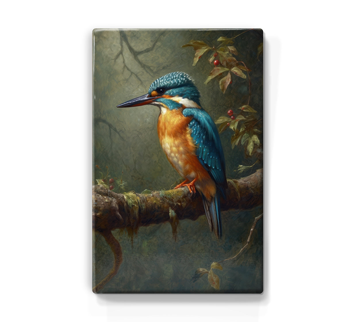 Laqueprint - IJsvogel op jacht - Handgelakt - 19,5 x 30 cm - LP372