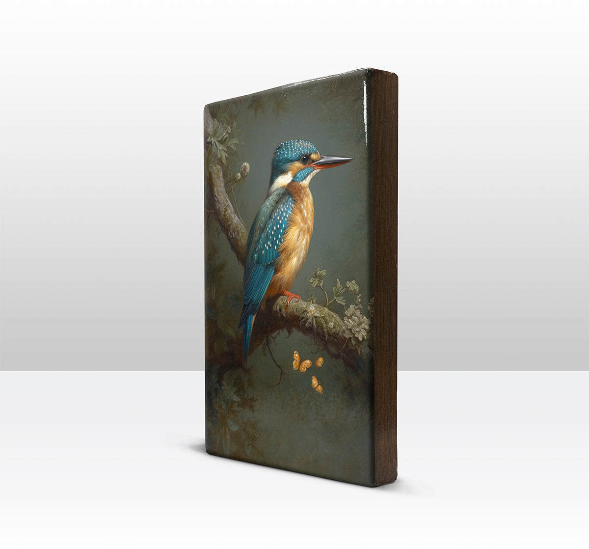 Laque print - Kingfisher with butterflies - Hand lacquered - 19.5 x 30 cm - LP373