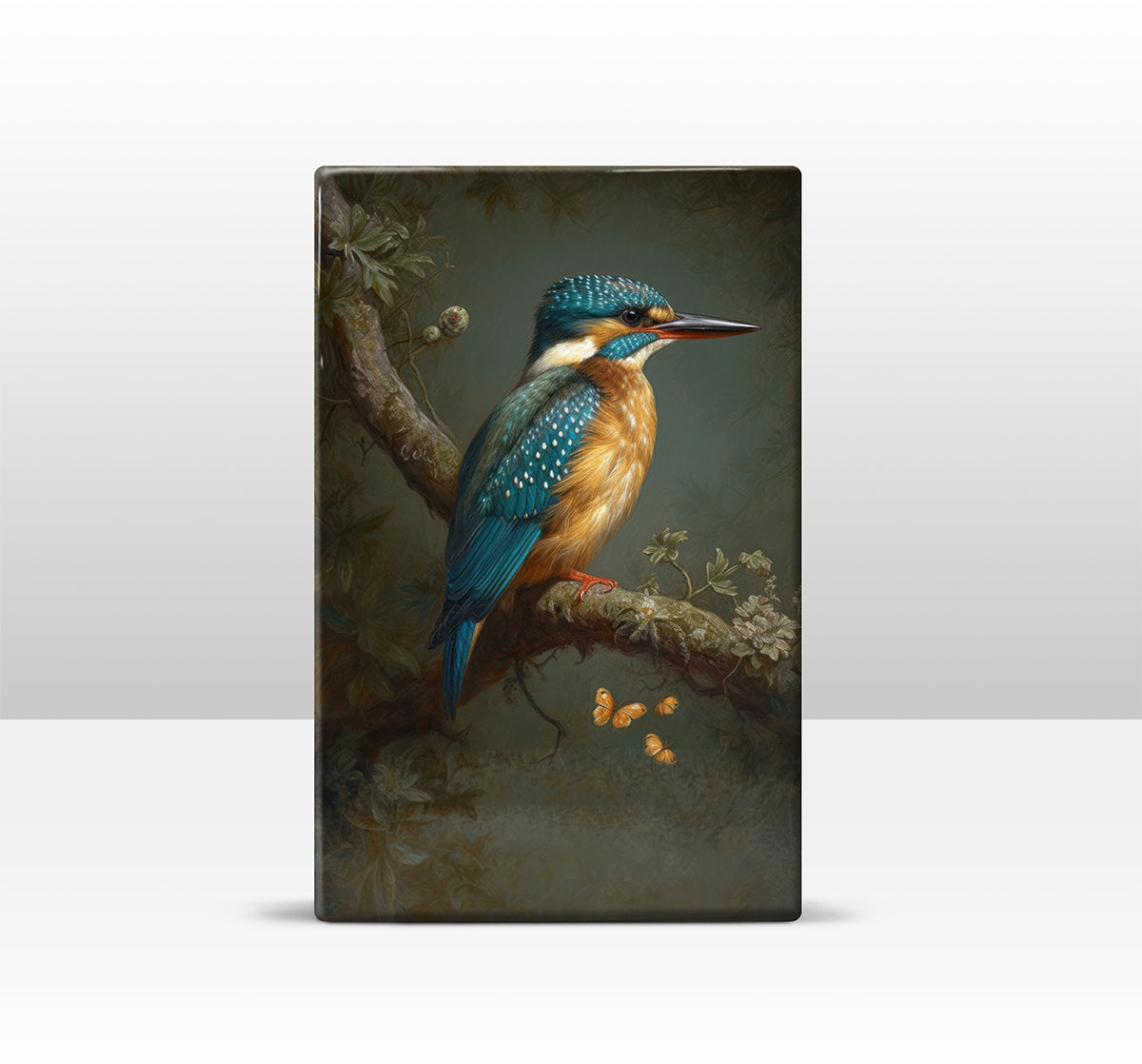Laque print - Kingfisher with butterflies - Hand lacquered - 19.5 x 30 cm - LP373