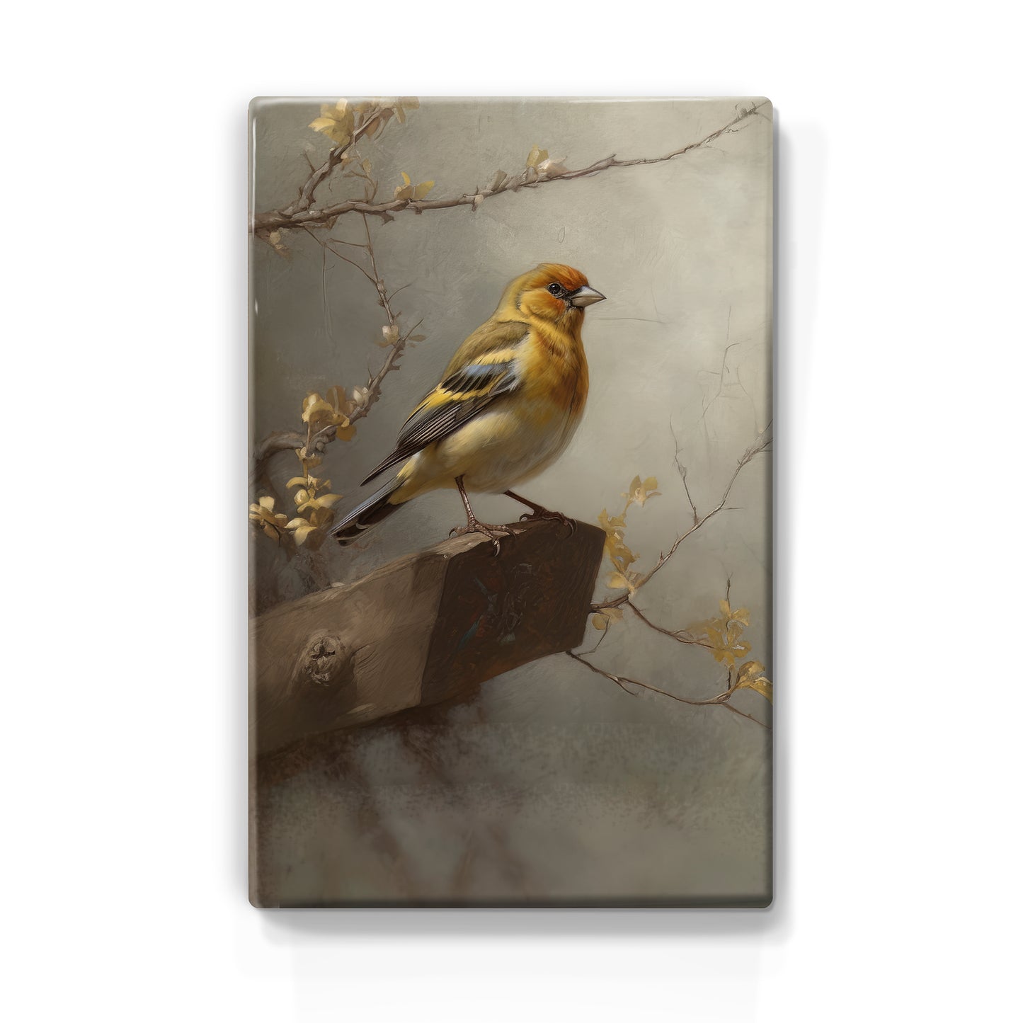 Laque print-goldfinch-Hand-painted-19.5 x 30 cm-LP398