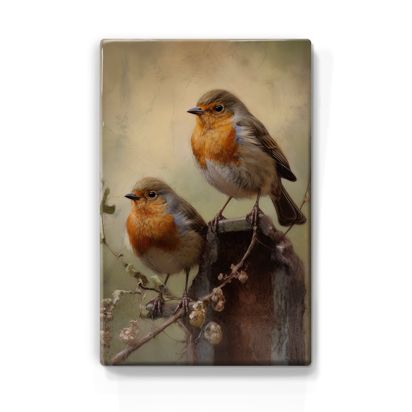 Laque print-two Robins-Hand lacquered-19.5 x 30 cm-LP400