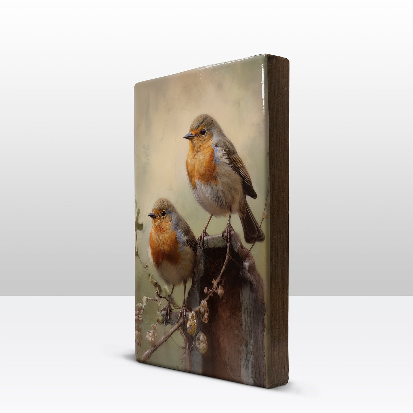 Laque print-two Robins-Hand lacquered-19.5 x 30 cm-LP400