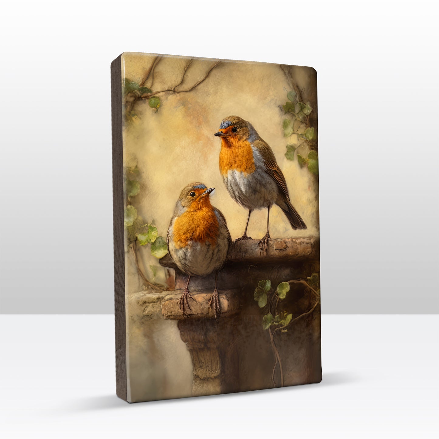 Laque print-two-robins-Hand-painted-19.5 x 30 cm-LP405