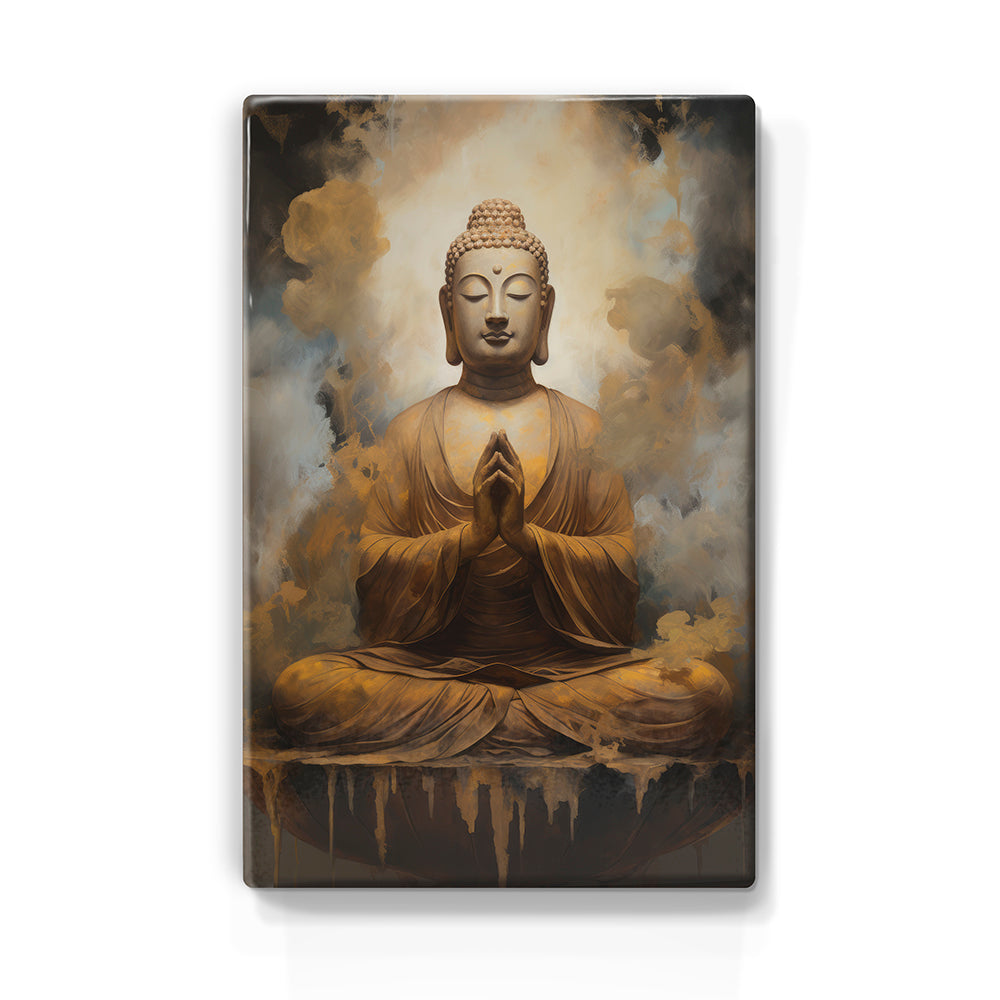 Buddha with folded hands - Laque print - 19.5 x 30 cm - LP502