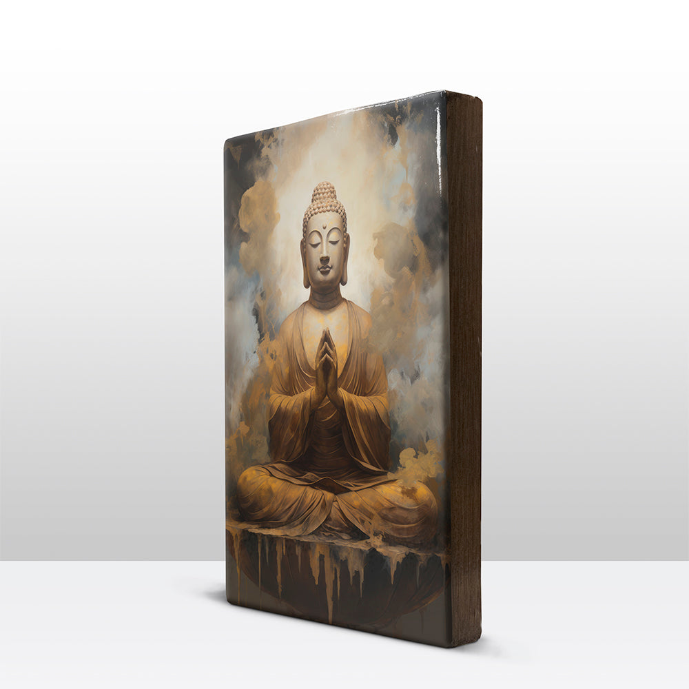 Buddha with folded hands - Laque print - 19.5 x 30 cm - LP502