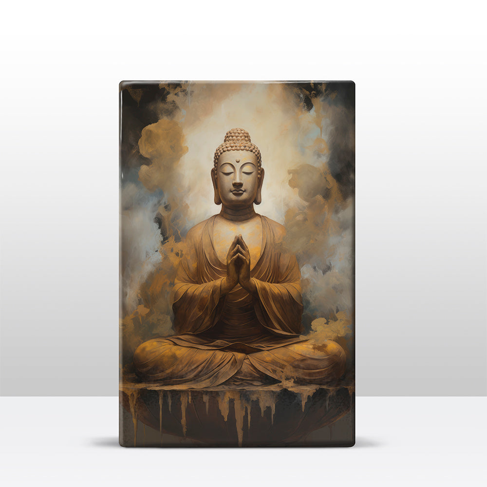 Buddha with folded hands - Laque print - 19.5 x 30 cm - LP502