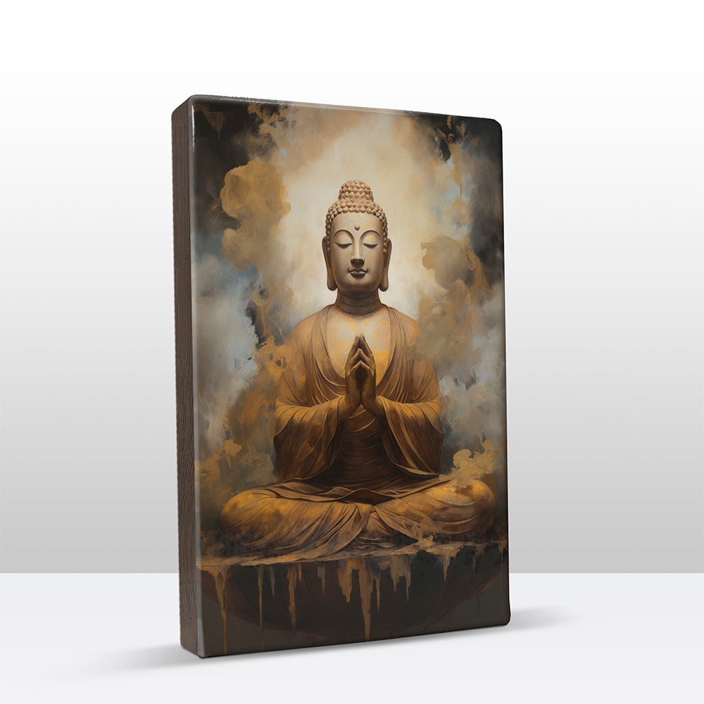 Buddha with folded hands - Laque print - 19.5 x 30 cm - LP502