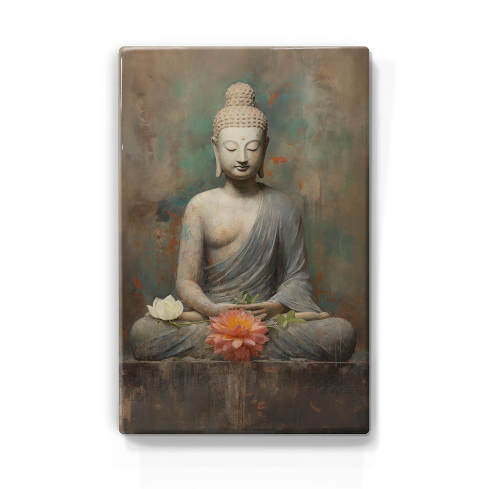 Buddha with flowers - Mini Laqueprint - 9.6 x 14.7 cm - LPS503