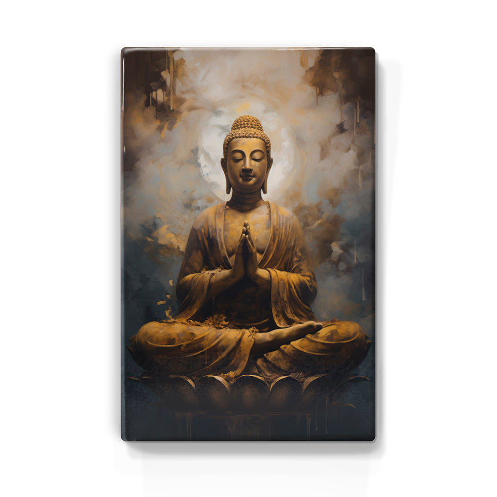 Buddha with folded hands - Mini Laqueprint - 9.6 x 14.7 cm - LPS504