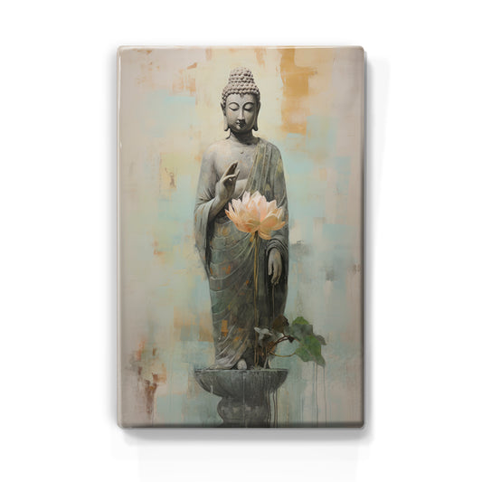 Buddha mit Blumen – Lackdruck – 19,5 x 30 cm – LP508