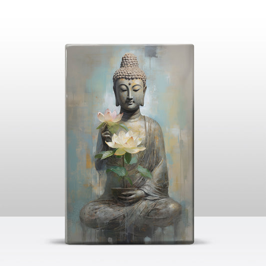 Buddha mit Blumen – Mini Laqueprint – 9,6 x 14,7 cm – LPS509