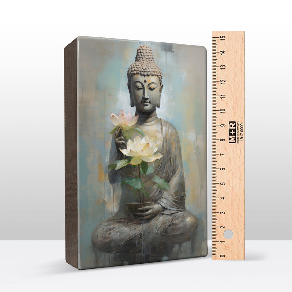 Buddha with flowers - Mini Laqueprint - 9.6 x 14.7 cm - LPS509
