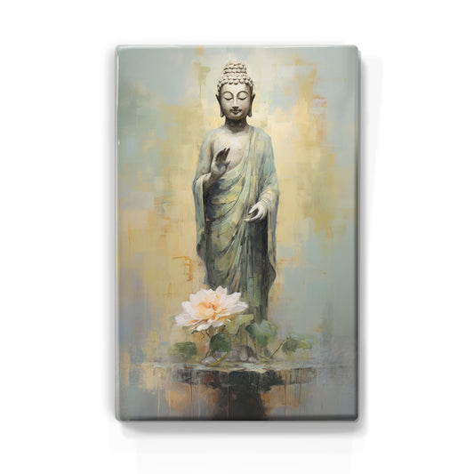 Buddha mit Blumen – Lackdruck – 19,5 x 30 cm – LP510