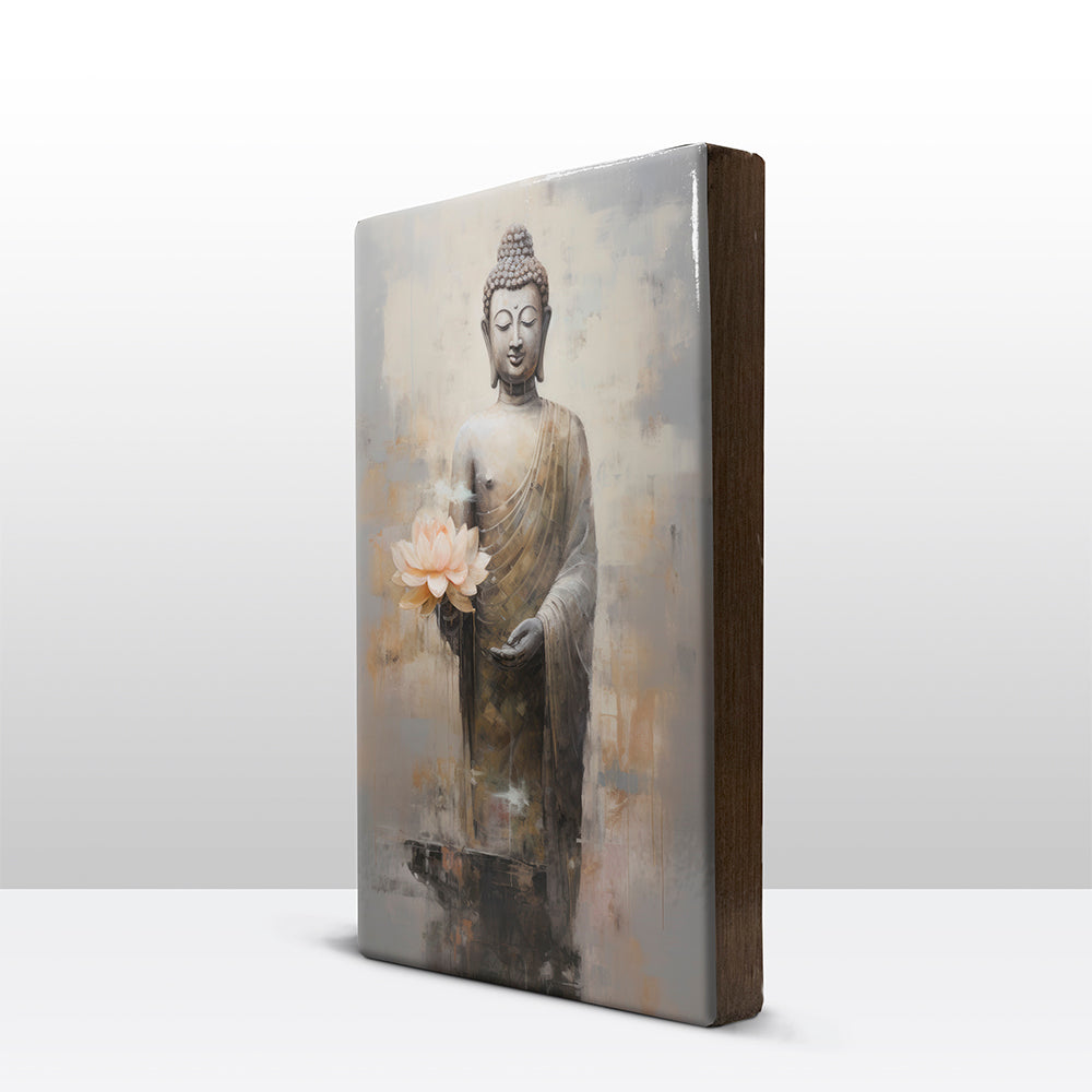 Buddha mit Blumen – Lackdruck – 19,5 x 30 cm – LP511