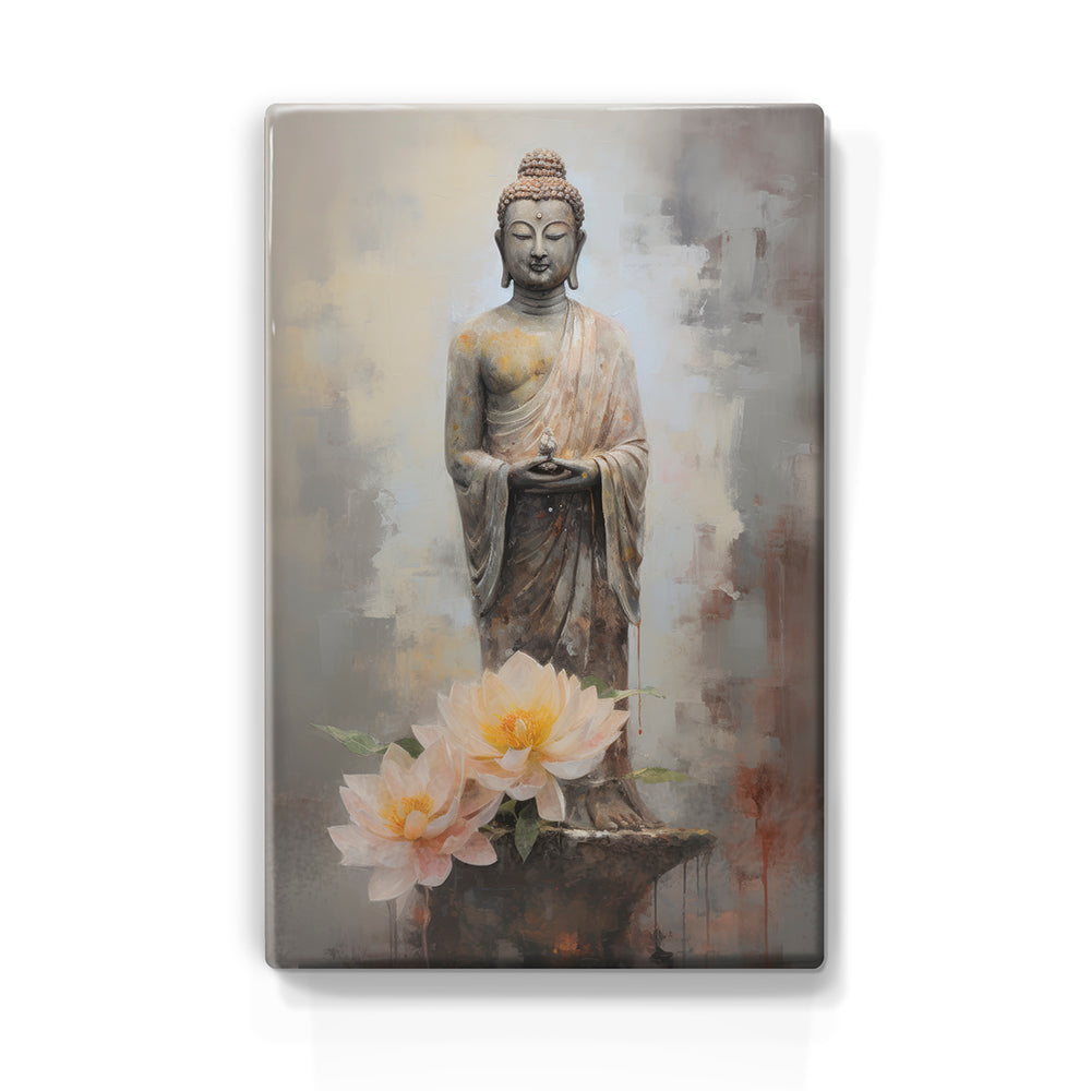 Buddha mit Blumen – Lackdruck – 19,5 x 30 cm – LP512