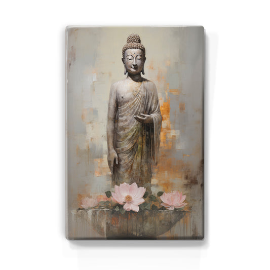 Buddha with flowers - Laque print - 19.5 x 30 cm - LP513