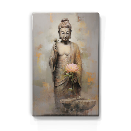 Buddha mit Blumen – Lackdruck – 19,5 x 30 cm – LP515