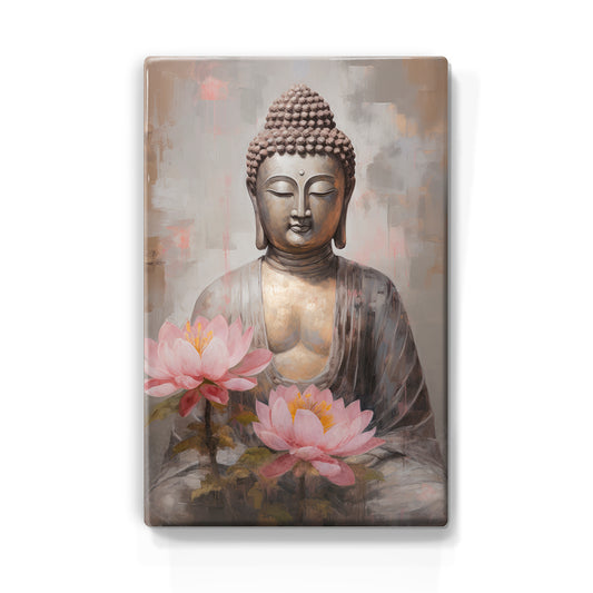 Buddha with flowers - Laque print - 19.5 x 30 cm - LP516