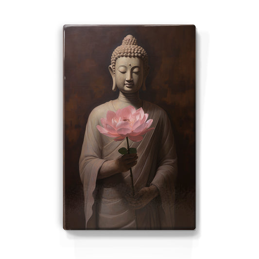 Buddha with flowers - Laque print - 19.5 x 30 cm - LP517