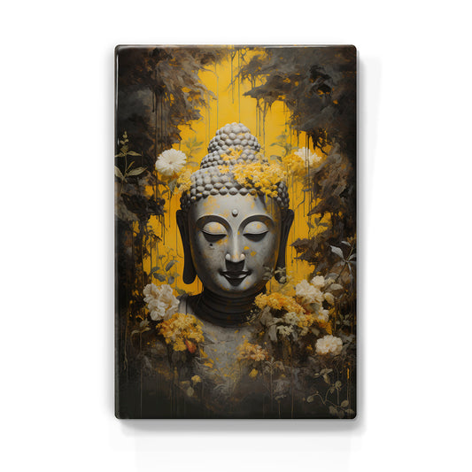 Boeddha met bloemen - Laqueprint - 19,5 x 30 cm - LP518