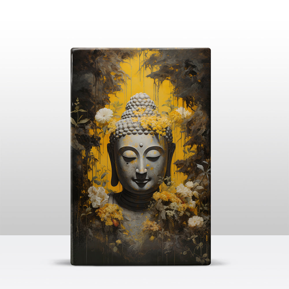 Buddha with flowers - Laque print - 19.5 x 30 cm - LP518