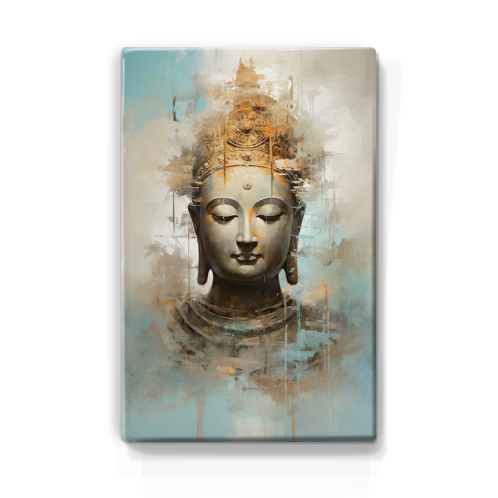 Buddha mit goldener Krone – Mini-Laque-Druck – 9,6 x 14,7 cm – LPS519