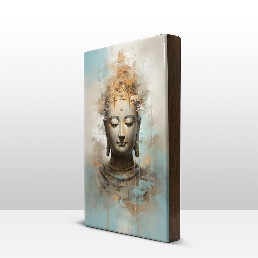 Buddha with golden Crown - Laque print - 19.5 x 30 cm - LP519