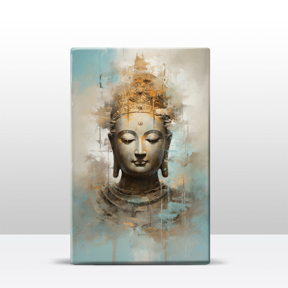 Buddha mit goldener Krone – Mini-Laque-Druck – 9,6 x 14,7 cm – LPS519