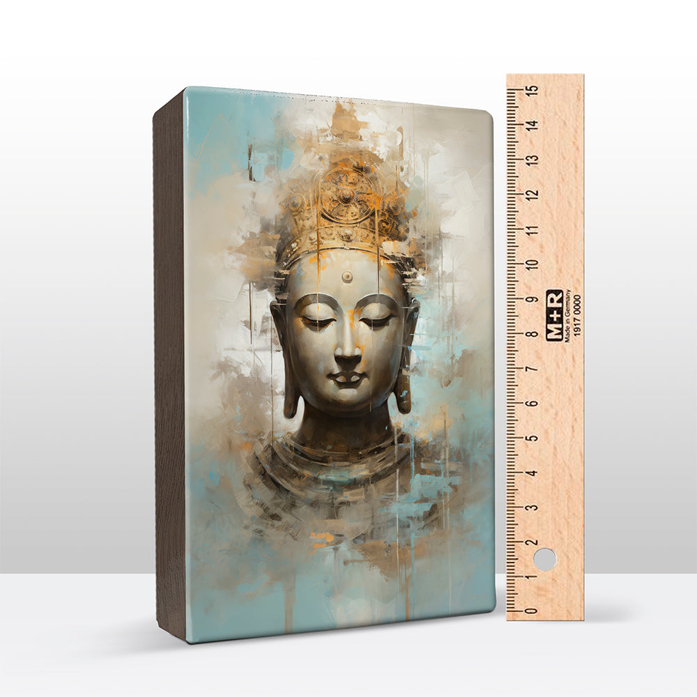 Buddha mit goldener Krone – Mini-Laque-Druck – 9,6 x 14,7 cm – LPS519