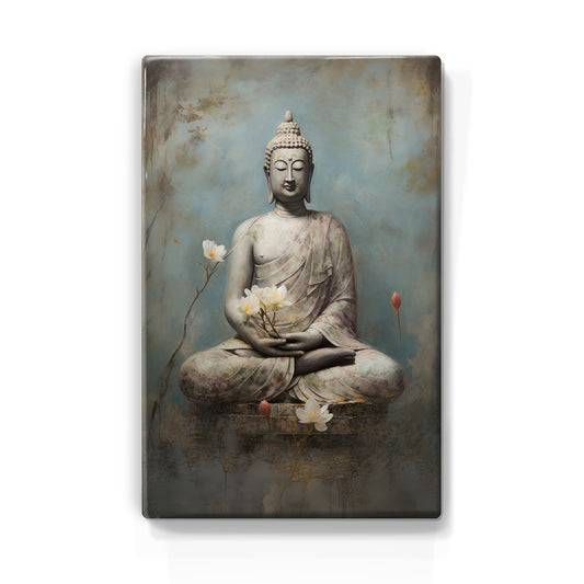 Buddha mit Blumen – Lackdruck – 19,5 x 30 cm – LP520