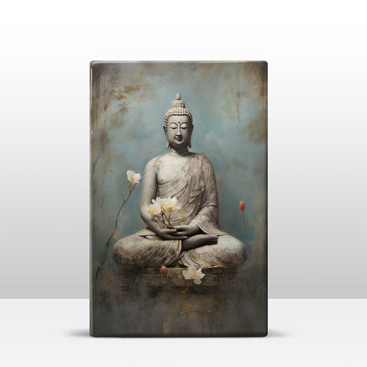 Buddha with flowers - Mini Laqueprint - 9.6 x 14.7 cm - LPS520