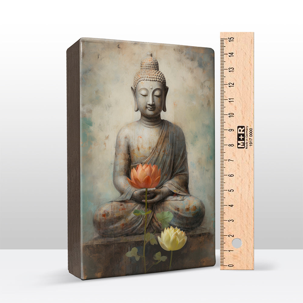 Buddha with flowers - Mini Laqueprint - 9.6 x 14.7 cm - LPS521