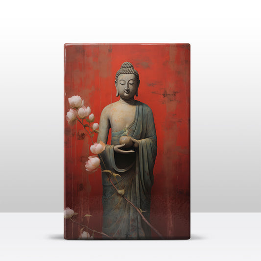 Buddha with flowers - Mini Laqueprint - 9.6 x 14.7 cm - LPS522