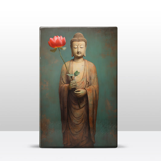 Buddha with flowers - Mini Laqueprint - 9.6 x 14.7 cm - LPS523