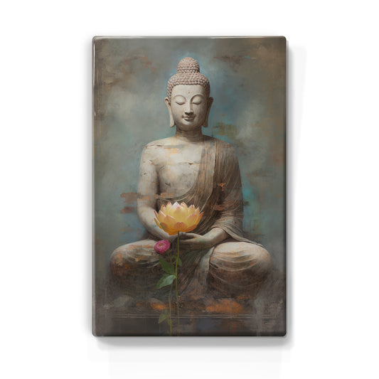 Buddha mit Blumen – Lackdruck – 19,5 x 30 cm – LP525