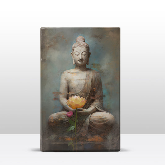 Buddha with flowers - Mini Laqueprint - 9.6 x 14.7 cm - LPS525