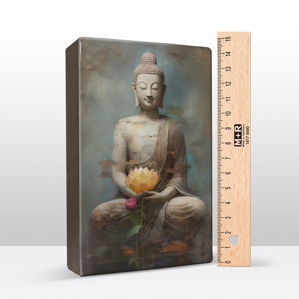 Buddha mit Blumen – Mini Laqueprint – 9,6 x 14,7 cm – LPS525